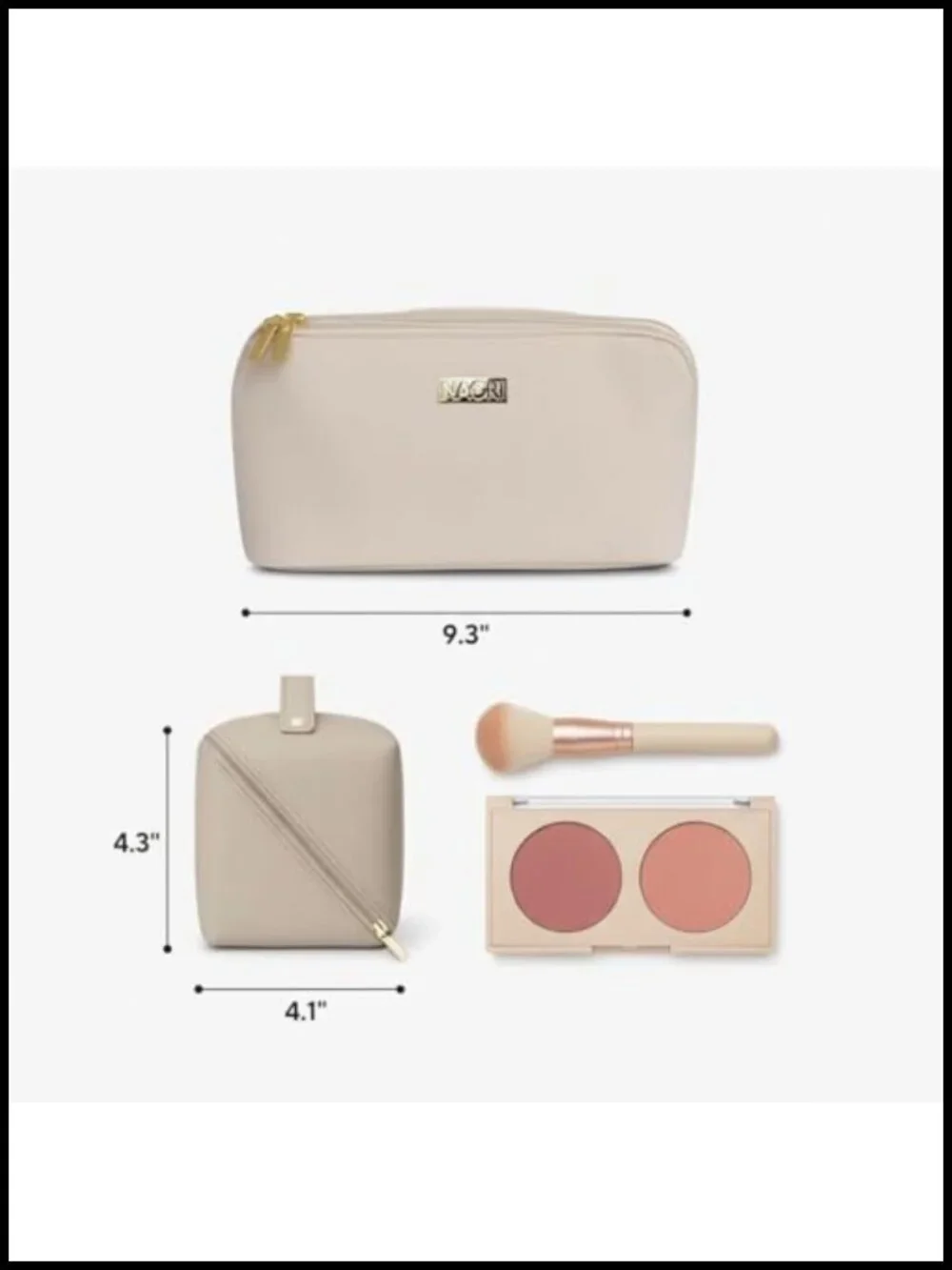 Large Faux Leather Travel Makeup Bag with Handle & Inner Pockets